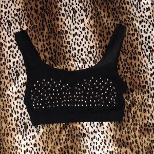 Forever 21 black tank top small silver studs NWT biker